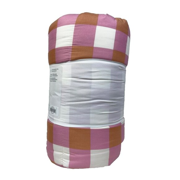 Room Essentials Faux Shearling Reversible Comforter Twin/XL Pink Plaid 66 x 94" - Picture 9 of 12